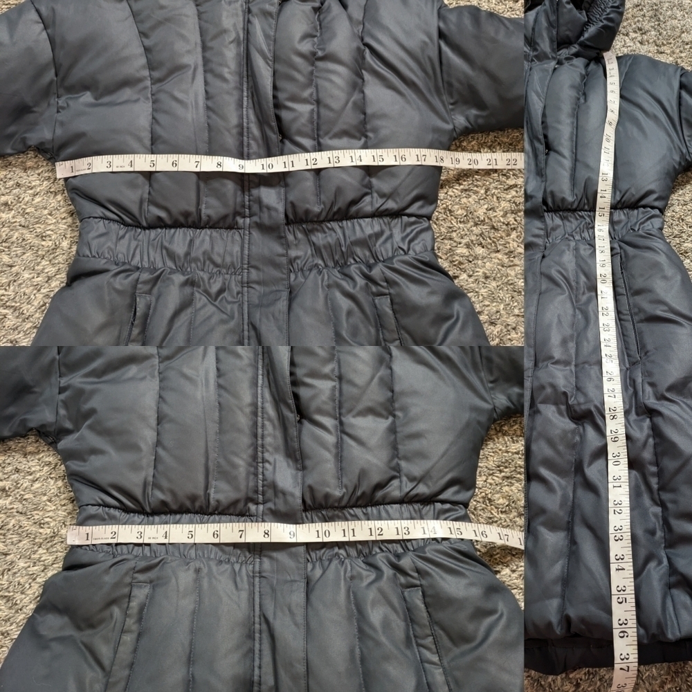 Kappa black goose down filled mid length winter hooded puffer coat L - Picture 12 of 16